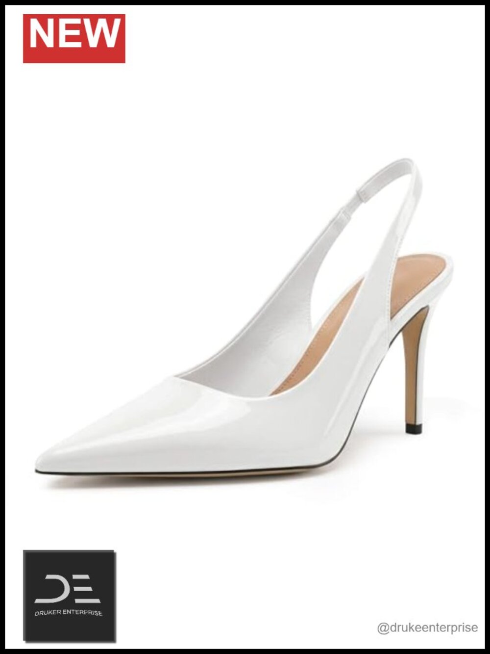 Slingback Heels for Women, Pointed Toe Stiletto Pumps, 2.95" Heel, PU